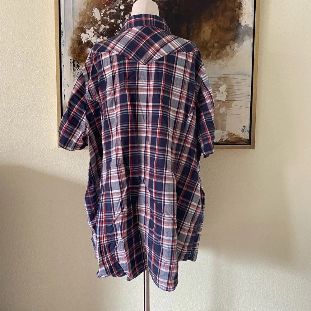 Ellos short sleeve plaid button down top size 3X 100% cotton- - Picture 4 of 7